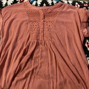 Como Vintage Women's Coral Lace Blouse